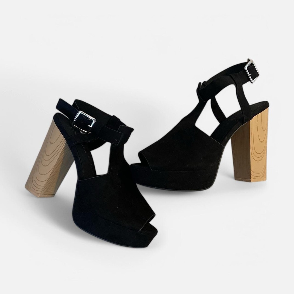 Chunky wooden & black felt H&M heels
